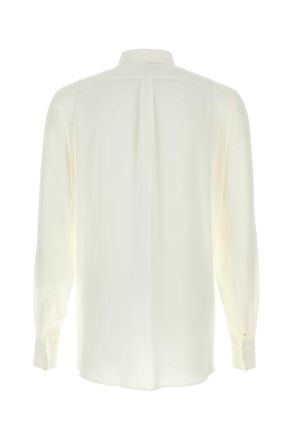 Dolce & Gabbana Mens White Crepe Shirt Bianco Camicie