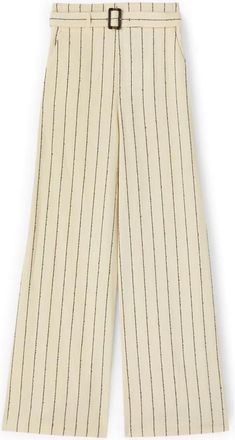 Motivi Pinstripe Palazzo Broek - Dames - Wijde Broeken - Beige - XL - Katoen - Broeken