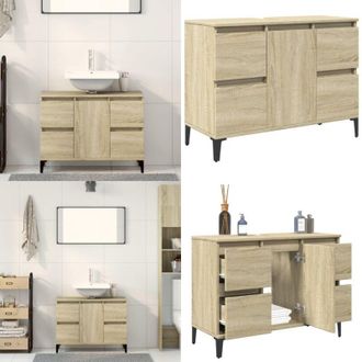 vidaXL Mobile Lavabo Rovere Sonoma 80x33x60 cm in Legno Multistrato - Lavabo - Legno multistrato