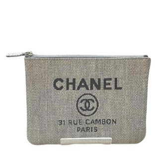 Chanel Pre-owned Clutches, female, Gray, Size: ONE SIZE Pre-owned Deauville Fabric Clutch Bag