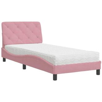 vidaXL Cama Con Colch&oacute;n Terciopelo Rosa 80x200 Cm Vidaxl
