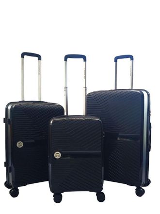 Infinity Leather Unisex Hard Shell Travel Luggage Suitcases - Black - Size Medium
