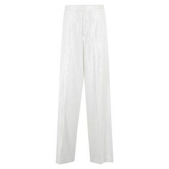 Federica Tosi Straight Trousers, female, White, XS, White Sequin Trousers Straight Leg