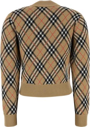 Burberry Womens Embroidered Wool Blend Cardigan Sandsandipcheck Exterior: Polyester Maglieria Sweater