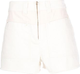 BA&SH mid-rise denim mini shorts - women - Cotton - 3 - Neutrals