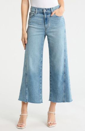 Paige Anessa Twisted Seam Raw Hem High Waist Wide Leg Jeans in Explorer at Nordstrom, Size 25P