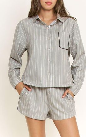 Honeydew Intimates Nap Era Striped Long Sleeve Pajama Top in Soft Olive Stripe at Nordstrom, Size X-Small