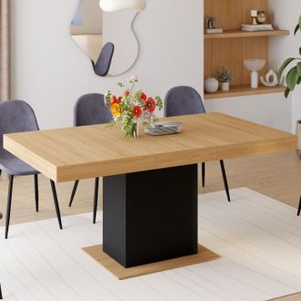 IDMarket Eden Mesa De Comedor Rectangular Extensible Para 4-6 Personas, Madera Y Negro 120-160 Cm