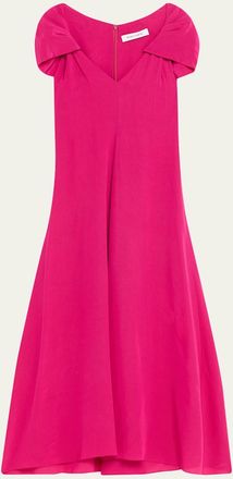 Prabal Gurung Twisted Cap-Sleeve A-Line Midi Dress