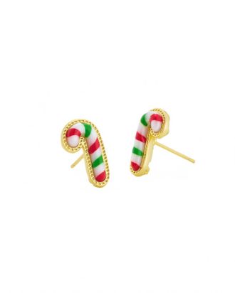 Kendra Scott Womens Candy Cane Stud Earrings In Gold Red Green Mix