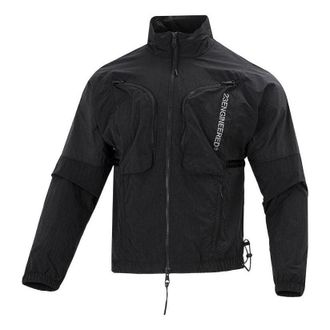 Nike Jordan Mens Air Jordan SS22 Solid Color Zipper Stand Collar Sports Jacket Black DJ0256-010