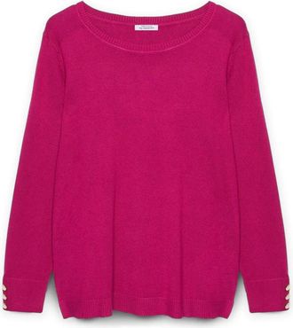 Fiorella Rubino Trui met Lenzing Ecovero Viscose - Dames - Ronde hals truien - Roze - L - Leer - Truien & Vesten