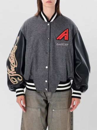 The Attico college bomber jacket contrast sleeves ribbed cuffs hem