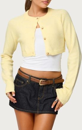 Edikted Morgynne Crop Cardigan in Yellow at Nordstrom, Size X-Small
