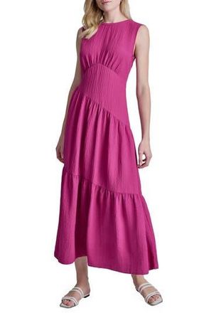 DKNY Sleeveless Crinkled Gauze Tiered Maxi Dress in Africn Violet at Nordstrom Rack, Size 12