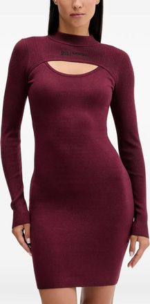 Karl Lagerfeld Ribgebreide mini-jurk met uitgesneden details - Rood