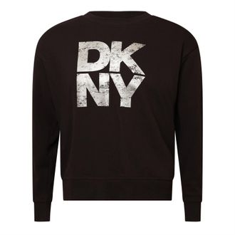 DKNY Womens DKNY Distressed Stacked Foil Logo Crew Neck Sweatshirt in Brown