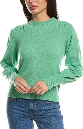 Fort&eacute; Cashmere Gathered Shoulder Crewneck Cashmere Sweater