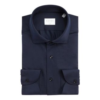 Xacus Twill Overhemd - Tailor Custom Fit - Heren - Zakelijke Overhemden - Blauw - 5XL - Leer - Overhemden