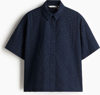 H&M Bluse mit Broderie Anglaise - Blue