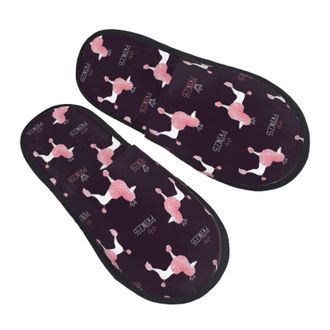 Generic Slipper Little Princess Poodle Dog Reusable Fleece Slippers Non-Slip Indoor Shoes For Ladies Bedroom Travel L