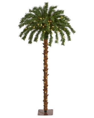 Nearly Natural 4ft. Christmas Palm Artificial Tree With 150 Warm White LED Lights