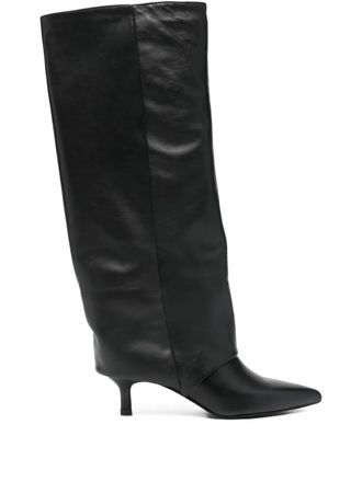 Gis&egrave;l moir&egrave; 50mm Matilda knee-high boots - Black
