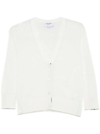Thom Browne feather-intarsia cotton cardigan - women - Cotton - 44 - White