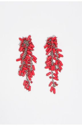 Bimba & Lola Chain Earrings With Coral Beads in Dark Coral at Nordstrom