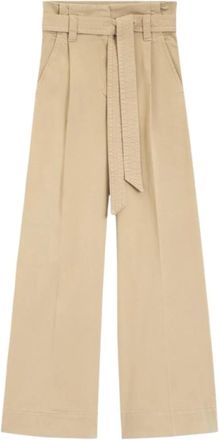 HUGO BOSS Broek - Dames - Wijde Broeken - Beige - S - Broeken