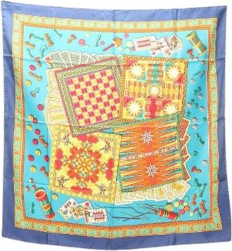 Ferragamo Pre-owned Scarves, female, Blue, Size: ONE SIZE Pre-owned Silk Scarf