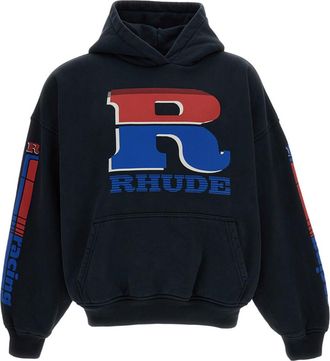 Rhude Black Graphic Logo Hoodie