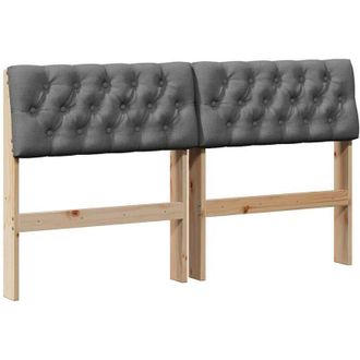 vidaXL Cabecero Tapizado Gris Oscuro 150 Cm Madera De Pino Macizo Vidaxl