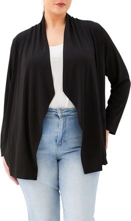 Karen Kane Open Front Travel Jersey Cardigan in Black at Nordstrom, Size 1 X