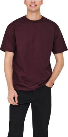 Only & Sons Cotton Round Neck Short Sleeve T-Shirt - Heren - T-shirts - Bruin - M - Katoen - Tops