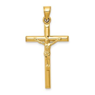 Diamond2Deal 14k Yellow Gold Hollow Crucifix Pendant