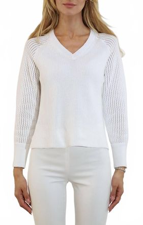 Metric Knits V-Neck Knit Sweater In White