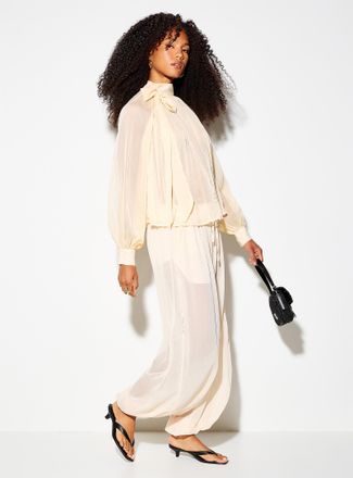 Icone Womens Elastic ankles sheer chiffon pant