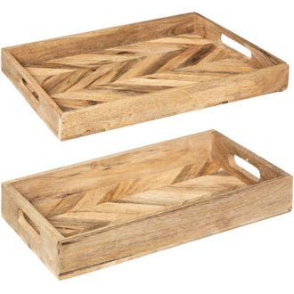 Atmosphera Set De 2 Bandejas Wild - Madera De Mango - Atmosphera Cr&eacute;ateur DInt&eacute;rieur