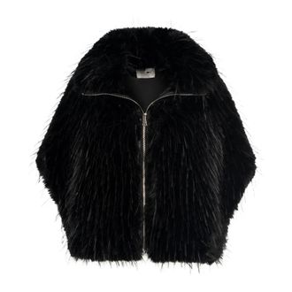 Manila Grace Giacca in Finta Pelliccia a Pelo Lungo - - Jackets - Donna - Nero - S