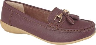 Jo & Joe Ladies Leather Loafer Shoes Plimsole Pumps Womens Flat Shoes Grape Size UK 7 EU 43