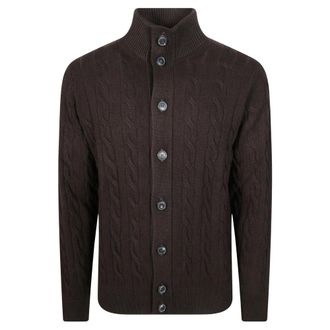 FILIPPO DE LAURENTIIS Bomber con Treccia e Collo Alto a Bottoni - - Knitwear - Uomo - Marrone - 2XL