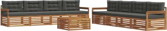 vidaXL Conjunto De Sof&aacute;s De Exterior 9 Uds. Natural Y Antracita Vidaxl