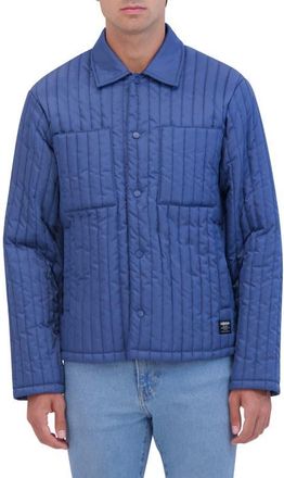 Hudson Water Repellent Quilted Shirt Jacket in Blue at Nordstrom, Size Large