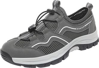Generic Fashion Summer and Autumn Men Hiking Shoes Non Sole Mesh Breathable Comfortable Leisure Shoe Men Sneaker (Grey, 8.5)