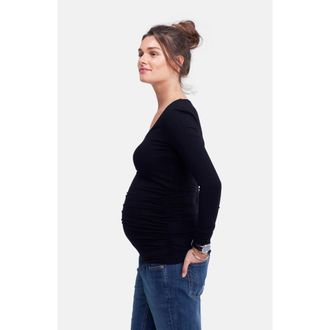 Isabella Oliver The Scoop Maternity Top in Black at Nordstrom, Size 1