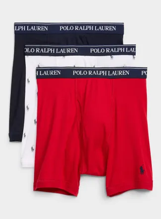 Polo Ralph Lauren Mens 5 embroidered logo boxer briefs Cotton 3-pack