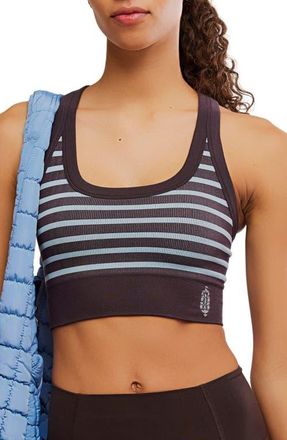 Free People FP Movement Stripe Go To Sports Bra in Chocolate Combo at Nordstrom, Size X-Large