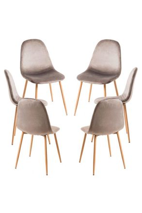 Regalos Miguel Regalos Miguel - Packs Sillas Comedor - Pack 6 Sillas Teok Terciopelo - Gris