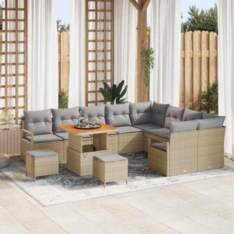 vidaXL Conjunto De Sof&aacute; De Jard&iacute;n Con Coj&iacute;n 12 Pcs Beige Polirat&aacute;n Vidaxl